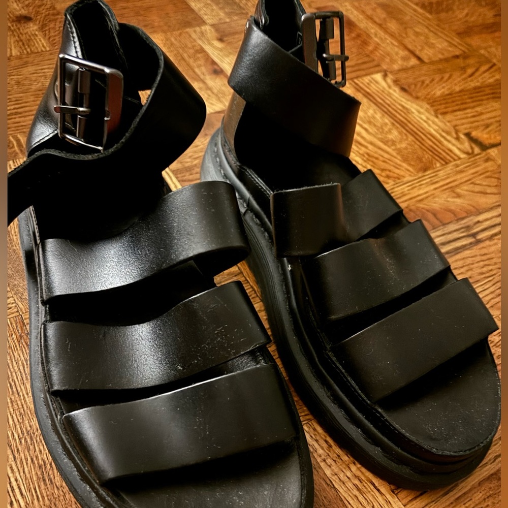 DR. MARTENS leather sandals in black